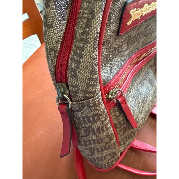 Y2K Juicy Couture Mini Backpack Red Brown Gold Print All Over Cross-Body Bag - Picture 8 of 8